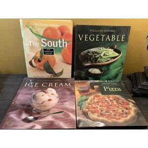 Williams Sonoma Hardcover Cookbook Lot Of 4- Vegetable, South, Pizza, Ice Cream